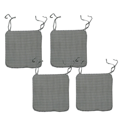 Set of 4 Square Chair Pads with Ties Small Checkered Grey V442-ATX-CHAIRCU-SETOF4CHECKERED-GREY-SQ