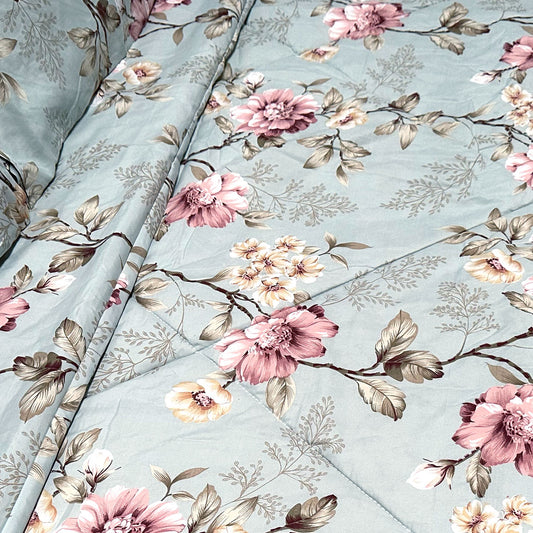 Hotel Living 3 Pce Light Weight Comforter Set Queen/King Corbett Floral Vintage V442-ATX-COMFORTER-CORBETTC3-LIGHTBLUE-QS