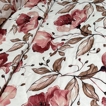 Hotel Living 3 Pce Light Weight Comforter Set Queen/King Corbett Floral Autumn V442-ATX-COMFORTER-CORBETTC5-WINE-QS