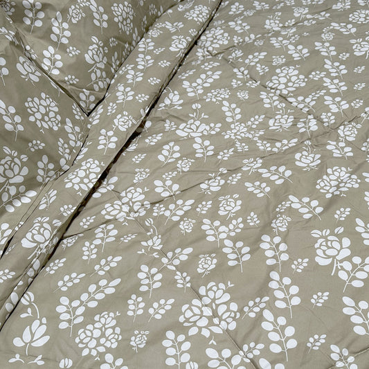Hotel Living 3 Pce Light Weight Comforter Set Queen/King Corbett Floral Outlines V442-ATX-COMFORTER-CORBETTC6-KHAKI-QS