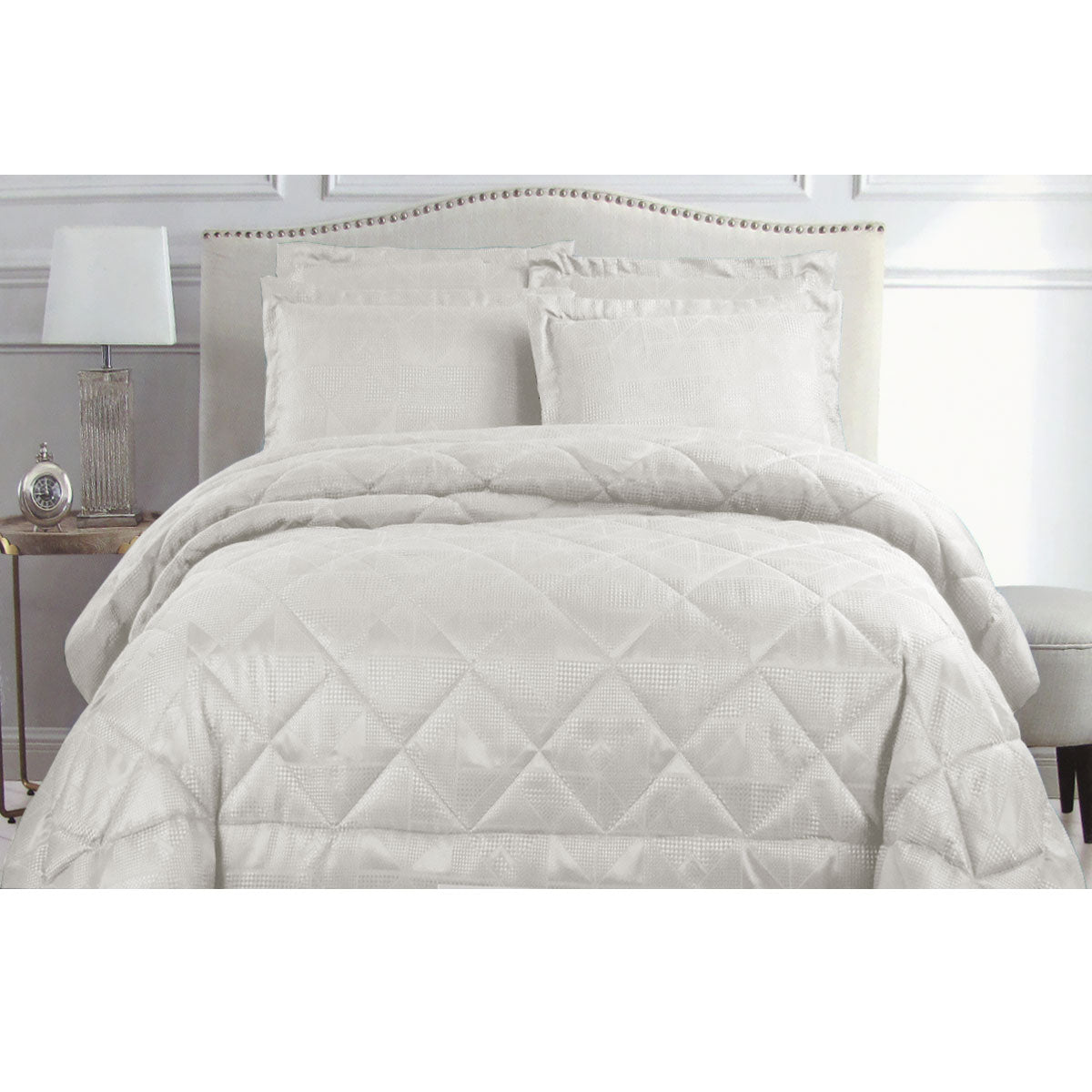 Hotel Living Eli Jacquard Comforter Set King White V442-ATX-COMFORTER-ELIJACQUARD-WHITE-KI