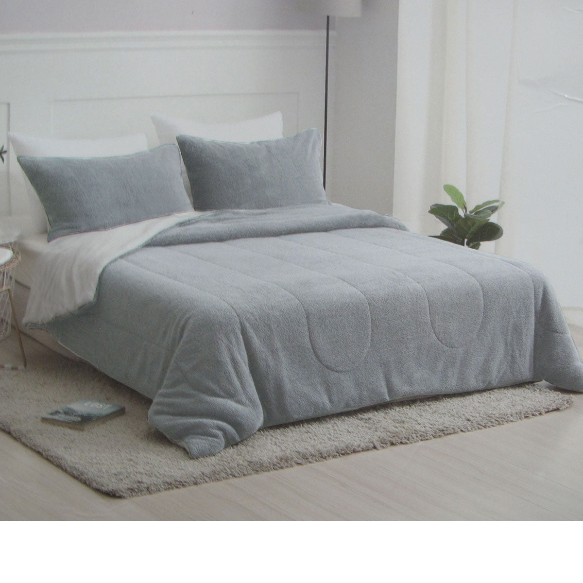 Nolan Silver 4 Piece Comforter Set Queen V442-ATX-COMFORTER-NOLAN-SILVER-QS