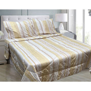Hotel Living 3 Pce Light Weight Comforter Set Queen/King Oscar Stripes V442-ATX-COMFORTER-OSCARO3-LIGHTGOLD-QS