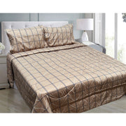 Hotel Living 3 Pce Light Weight Comforter Set Queen/King Oscar Chevron Checkers V442-ATX-COMFORTER-OSCARO4-MOCHA-QS