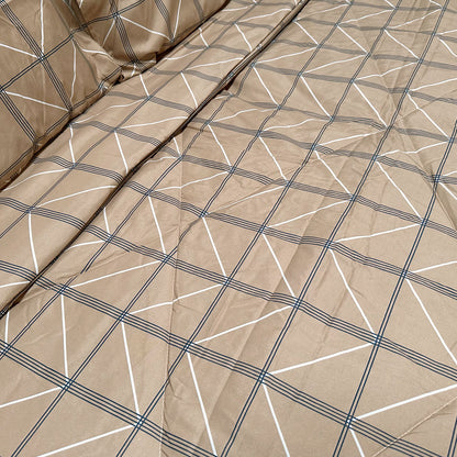 Hotel Living 3 Pce Light Weight Comforter Set Queen/King Oscar Chevron Checkers V442-ATX-COMFORTER-OSCARO4-MOCHA-QS