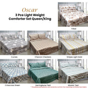 Hotel Living 3 Pce Light Weight Comforter Set Queen/King Oscar Herringbone V442-ATX-COMFORTER-OSCARO6-TEAL-QS