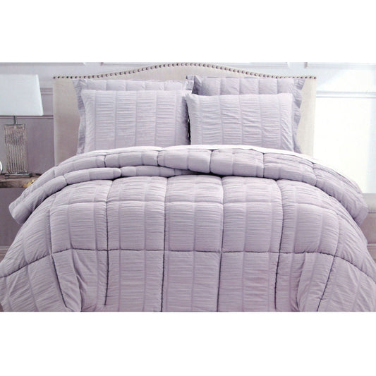 Hotel Living 3 Piece Seersucker Comforter Set Queen Lilac V442-ATX-COMFORTER-SEERSUCKER-LILAC-QS