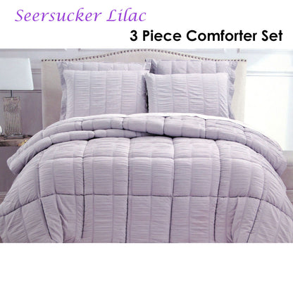 Hotel Living 3 Piece Seersucker Comforter Set Queen Lilac V442-ATX-COMFORTER-SEERSUCKER-LILAC-QS