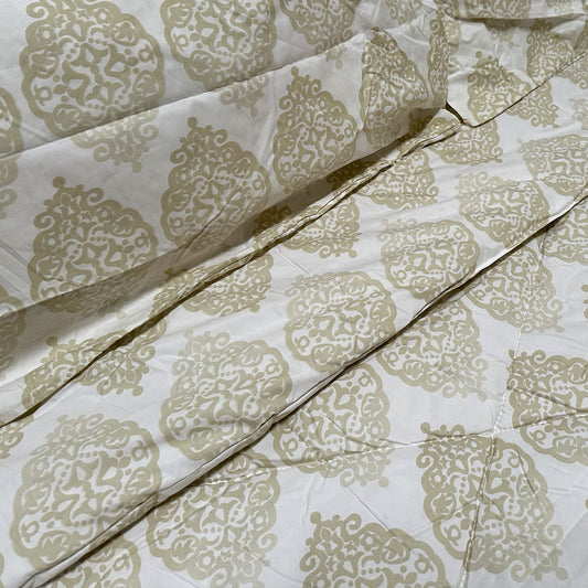 Hotel Living 3 Pce Light Weight Comforter Set Queen/King Ultimo Light Gold V442-ATX-COMFORTER-ULTIMOU2-LIGHTGOLD-QS