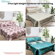 Hotel Living 3 Pce Light Weight Comforter Set Queen/King Ultimo Light Gold V442-ATX-COMFORTER-ULTIMOU2-LIGHTGOLD-QS