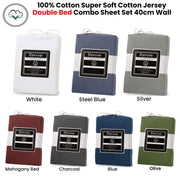 Revive Blue 100% Cotton Jersey Super Soft Fitted Sheet Combo Set Double 38cm Wall V442-ATX-FITTEDSS-COTTONJERSEY-BLUE-DS