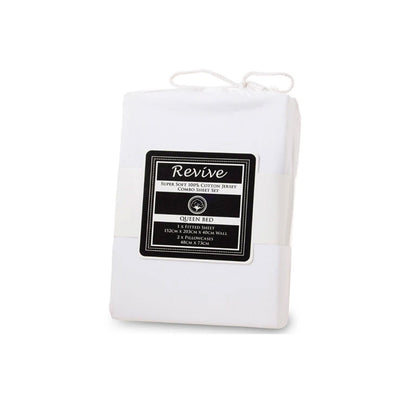 Revive 100% Cotton Jersey Combo Set White Queen V442-ATX-FITTEDSS-COTTONJERSEY-WHITE-QS