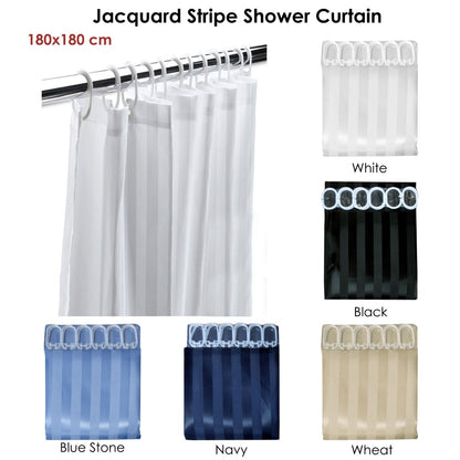 Jacquard Stripe Shower Curtain Navy V442-ATX-MISC-STRIPESHOWERCURTAIN-NAVY-SQ