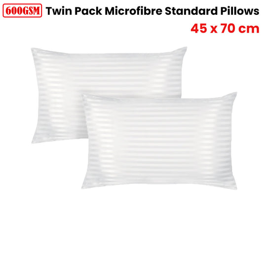 600GSM Twin Pack Microfibre Standard Pillows 45 x 70 cm V442-ATX-PILLOW-600GSMTWIN-WHITE-ST