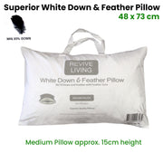 70% Feather 30% Down Superior Medium Standard Pillow 48 x 73 cm V442-ATX-PILLOW-FEATHERDOWN-WHITE-ST