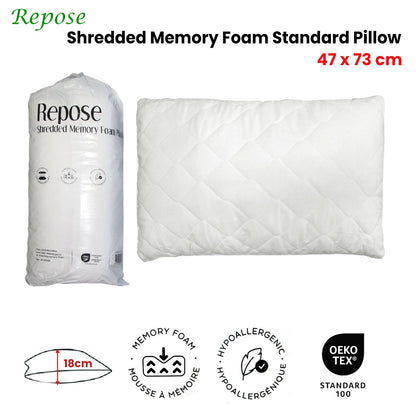 Repose Shredded Memory Foam Standard Pillow 47x73cm V442-ATX-PILLOW-SHREDDEDFOAM-WHITE-ST