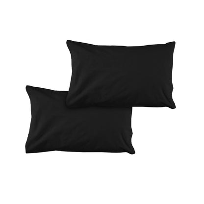 Pair of Solid Colour Microfiber Standard Pillowcases 48x73cmx15cm (Flap) Black V442-ATX-PILLOWC-PAIRSOLID-BLACK-ST