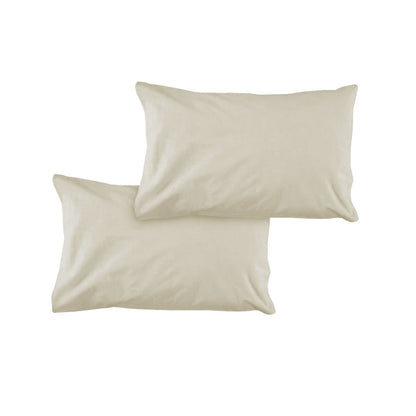 Pair of Solid Colour Microfiber Standard Pillowcases 48x73cmx15cm (Flap) Bone V442-ATX-PILLOWC-PAIRSOLID-BONE-ST