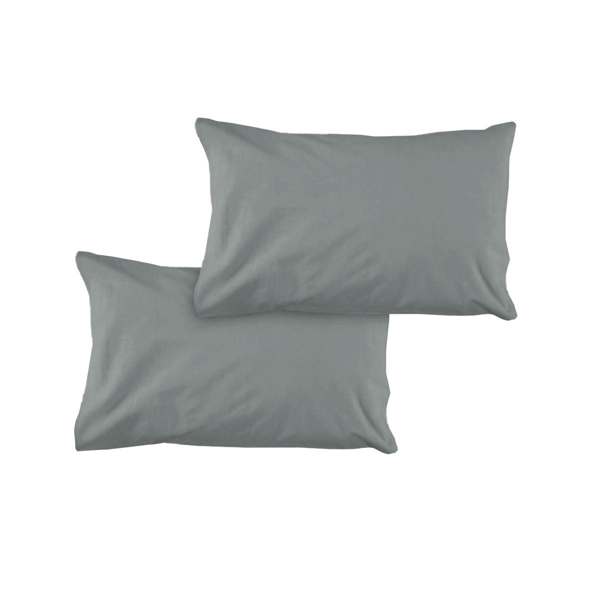 Pair of Solid Colour Microfiber Standard Pillowcases 48x73cmx15cm (Flap) Grey V442-ATX-PILLOWC-PAIRSOLID-GREY-ST