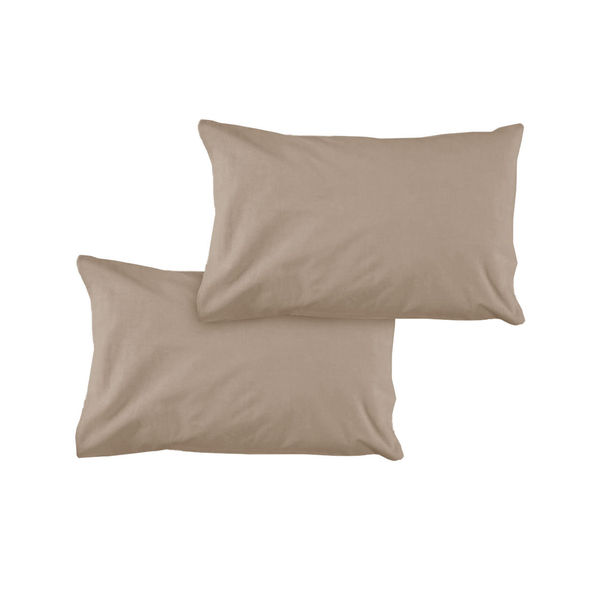 Pair of Solid Colour Microfiber Standard Pillowcases 48x73cmx15cm (Flap) Mocha V442-ATX-PILLOWC-PAIRSOLID-MOCHA-ST