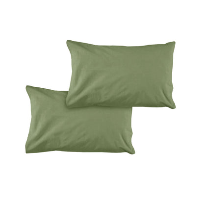 Pair of Solid Colour Microfiber Standard Pillowcases 48x73cmx15cm (Flap) Olive V442-ATX-PILLOWC-PAIRSOLID-OLIVE-ST