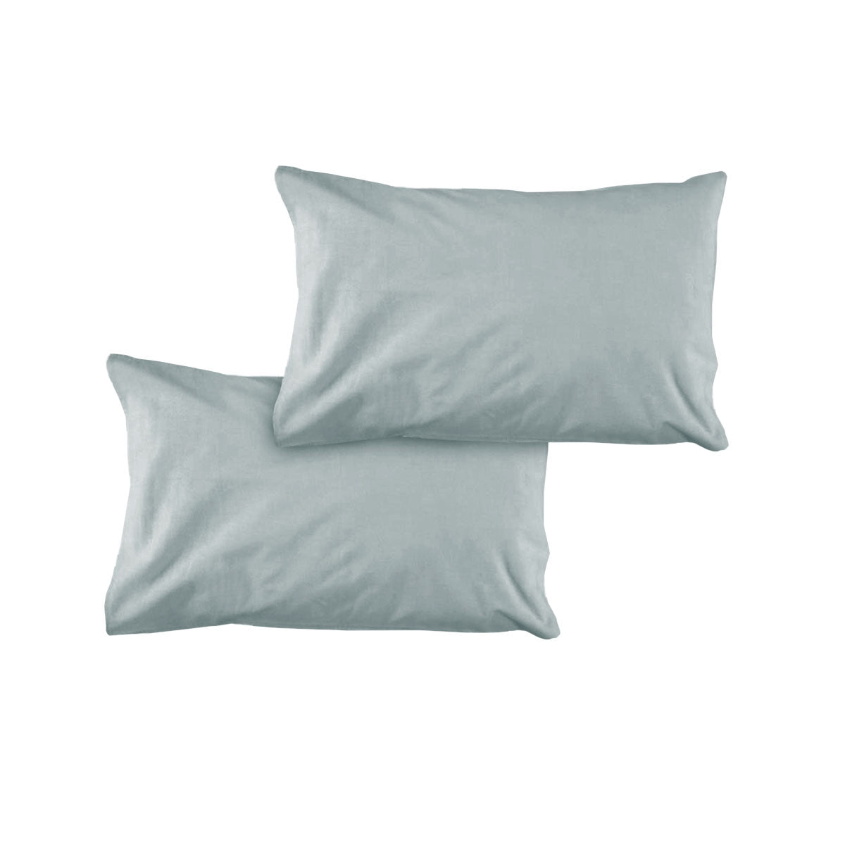 Pair of Solid Colour Microfiber Standard Pillowcases 48x73cmx15cm (Flap) Silver V442-ATX-PILLOWC-PAIRSOLID-SILVER-ST