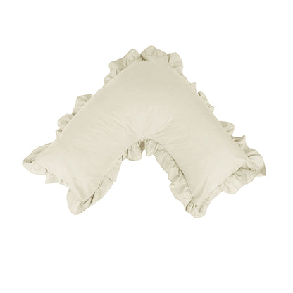 Artex Polyester Cotton V Shape Ruffle Pillowcase Cream V442-ATX-PILLOWC-POLYCOTTONRUFFLE-CREAM-TR
