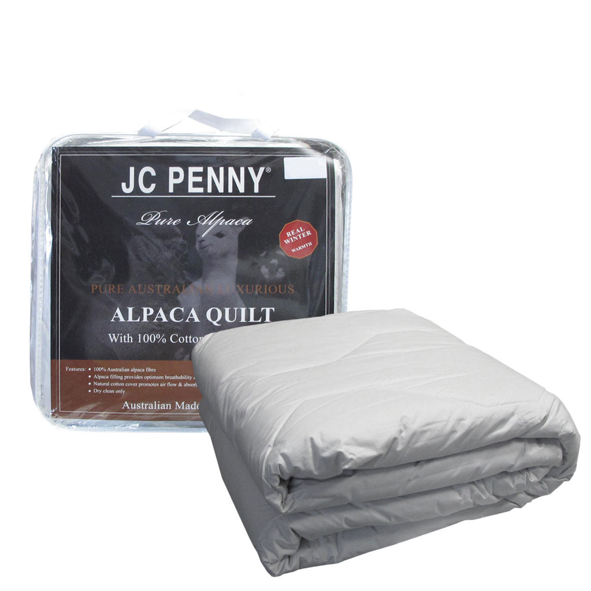 500GSM Alpaca Quilt with Cotton Japara Cover - Single V442-ATX-QUILT-500GSMALPACA-WHITE-SB