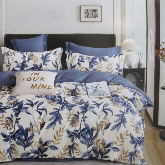 300TC Carolyn Blue Reversible Cotton Quilt Cover Set Queen V442-ATX-QUILTCS-300TCCAROLYN-BLUE-QS