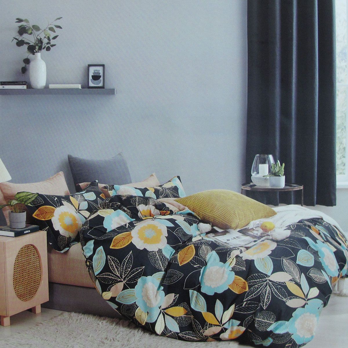 300TC Hana Flower Multi Reversible Cotton Floral Quilt Cover Set Queen V442-ATX-QUILTCS-300TCHANAFLOWER-MULTI-QS