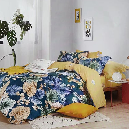 Botanical House 100% Cotton Reversible Quilt Cover Set King V442-ATX-QUILTCS-BOTANICALHOUSE-TEAL-KI
