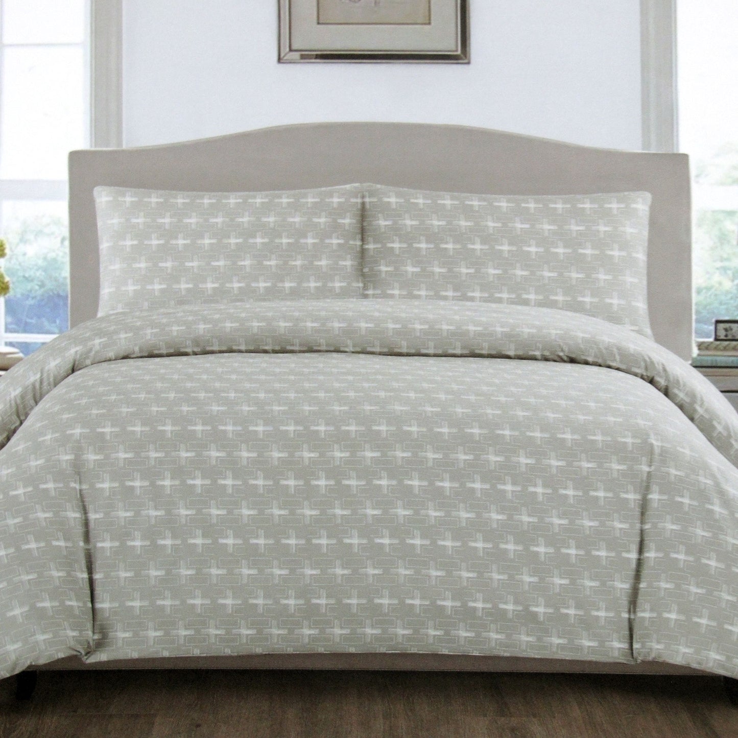 Artex Silver Crosses Quilt Cover Set Queen V442-ATX-QUILTCS-CROSSES-SILVER-QS