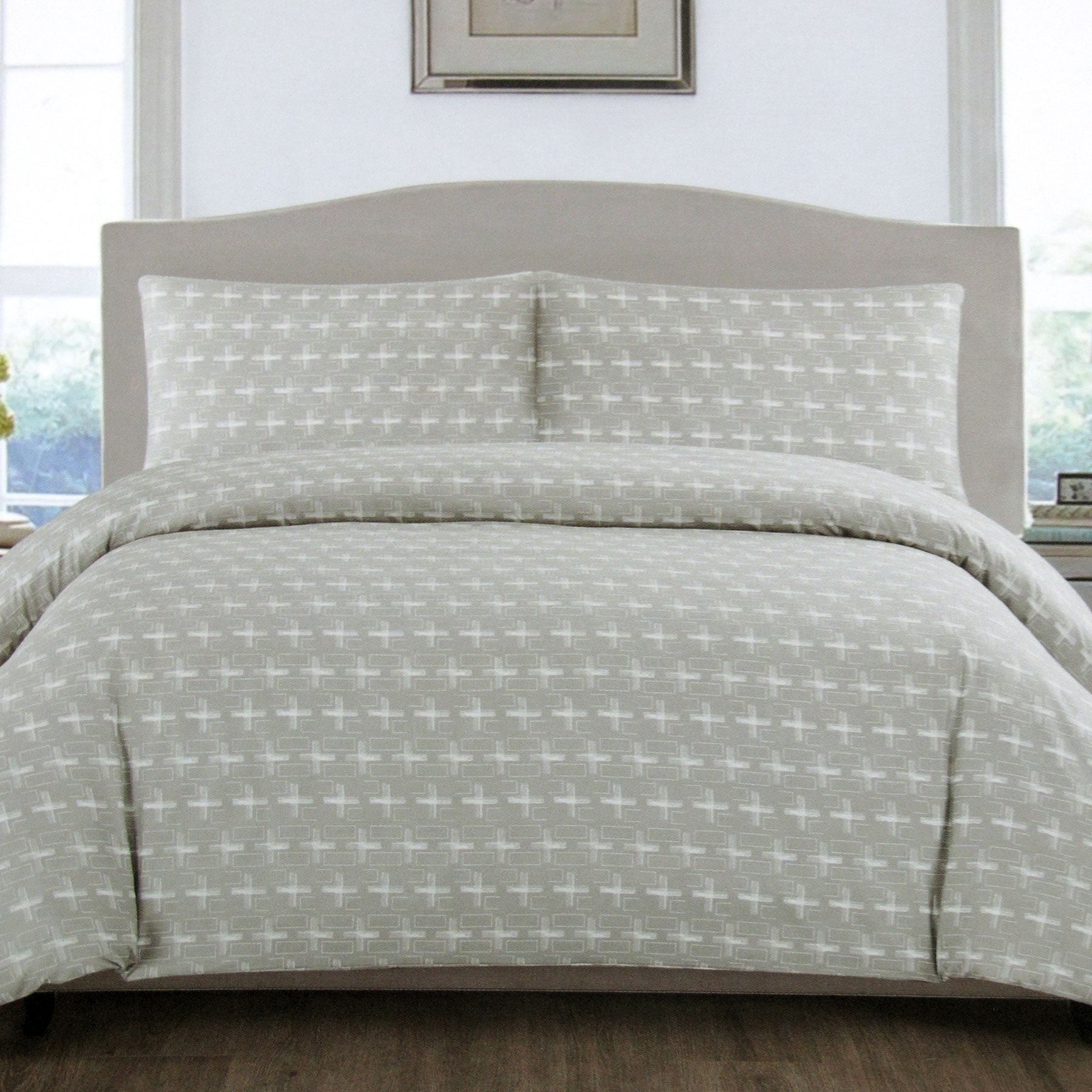 Artex Silver Crosses Quilt Cover Set Queen V442-ATX-QUILTCS-CROSSES-SILVER-QS