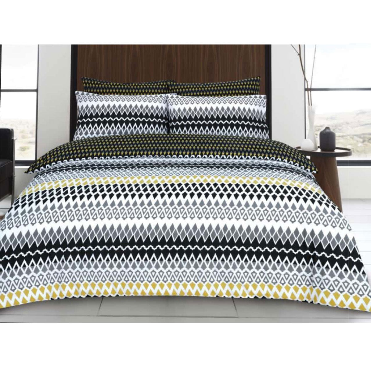 Gene Digital Black Quilt Cover Set King V442-ATX-QUILTCS-GENEDIGITAL-BLACK-KI