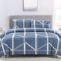 Artex Harold Blue Quilt Cover Set Geometric Pattern Reversible Printed Microfiber Polyester Single V442-ATX-QUILTCS-HAROLD-BLUE-SB