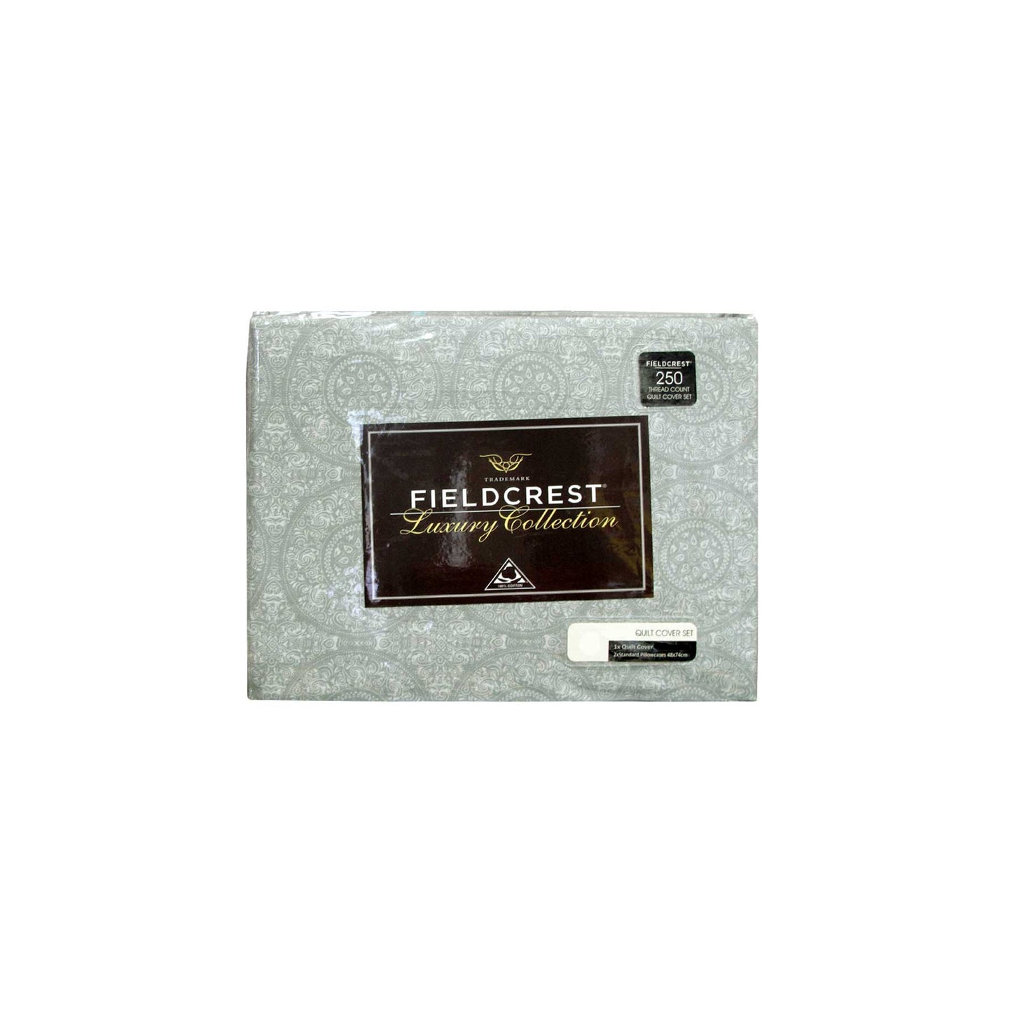 Fieldcrest Cotton Reversible Mandala Silver Quilt Cover Set Queen V442-ATX-QUILTCS-MANDALA-SILVER-QS