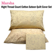 Marsha High Thread Count Cotton Quilt Cover Set Double V442-ATX-QUILTCS-MARSHA-LATTE-DS
