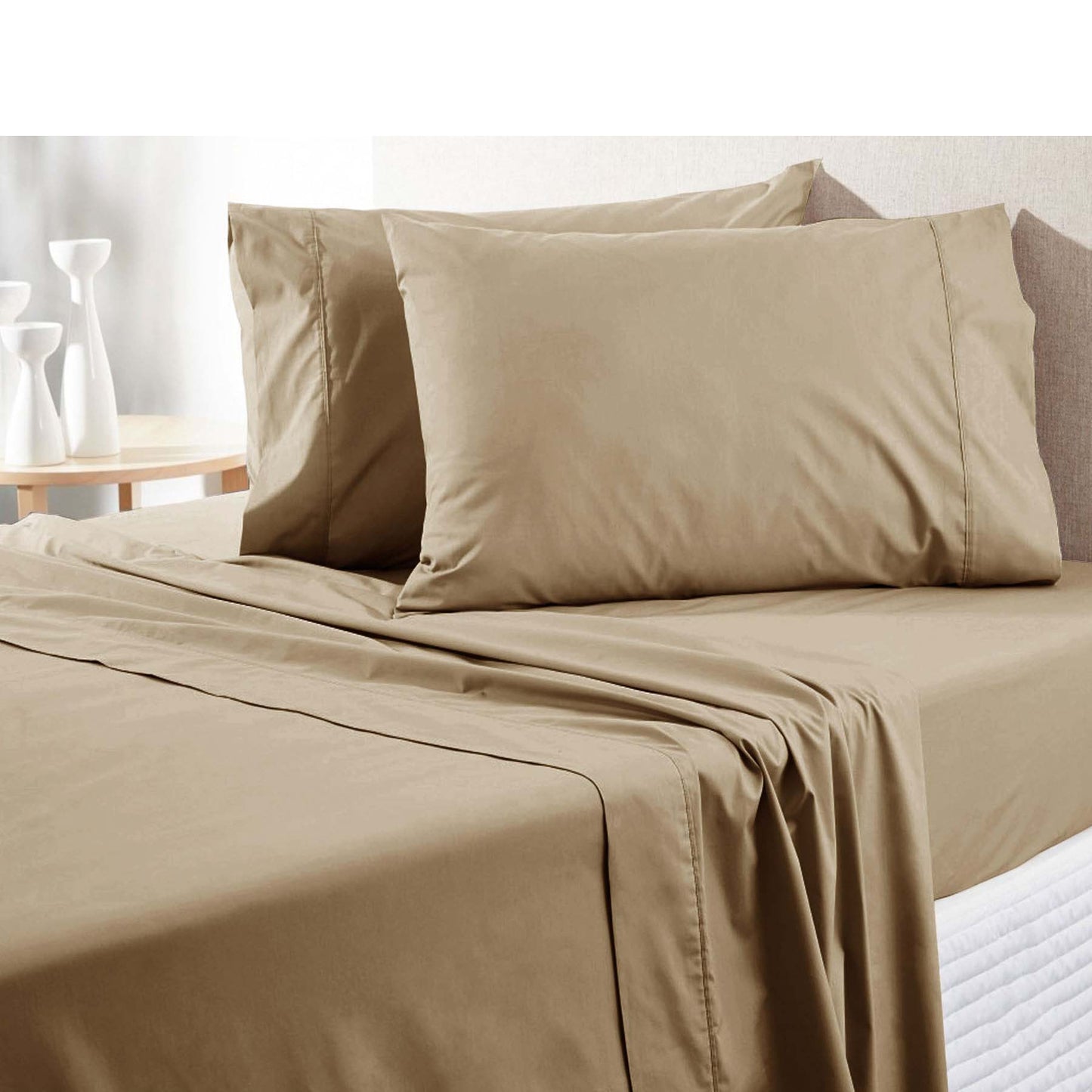 300TC Pure Cotton Sheet Set King Latte V442-ATX-SHEETS-300TC-LATTE-KI