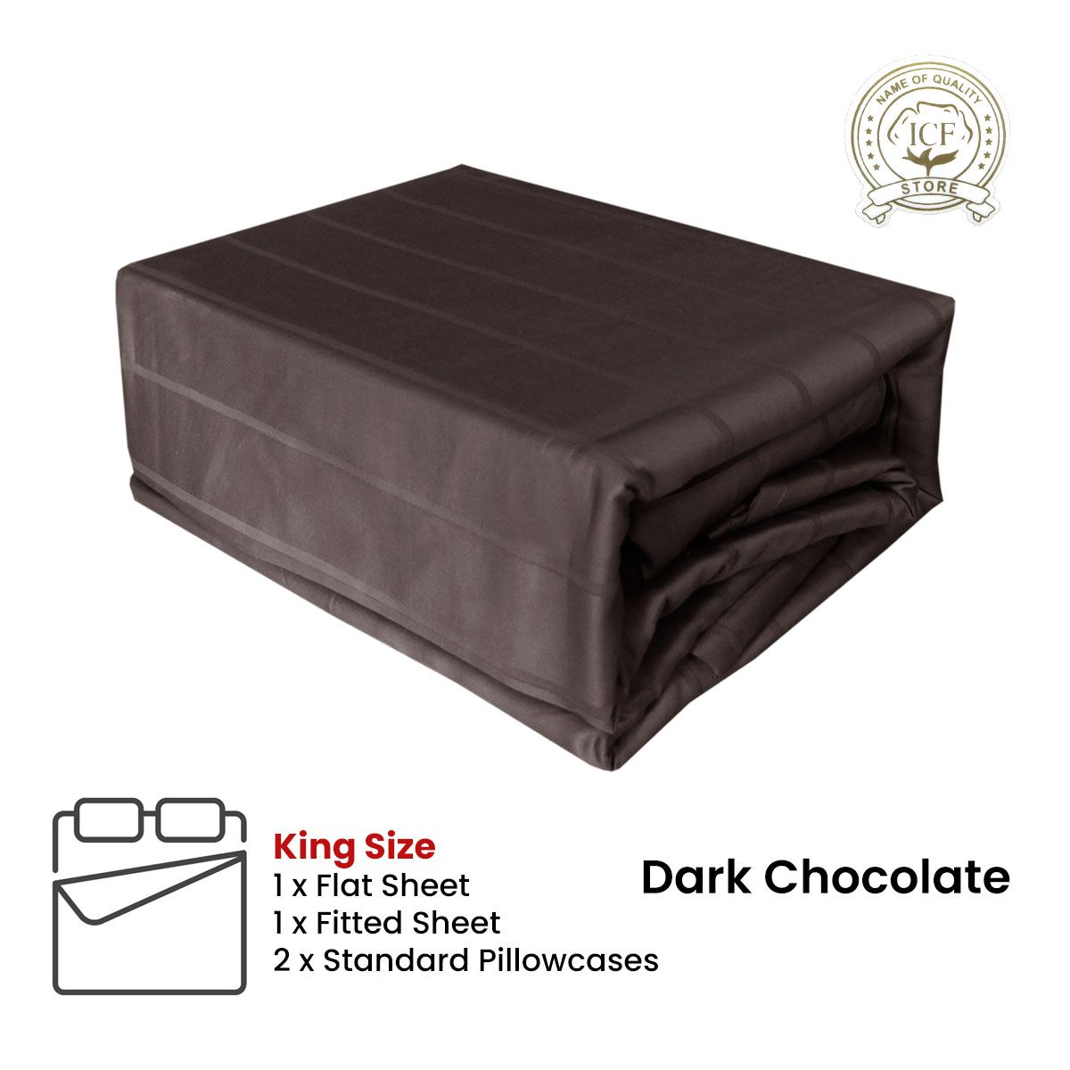 Dark Chocolate 800TC Luxury Cotton Self-Stripe Sheet Set King 40 cm Wall King V442-ATX-SHEETS-800TCSELFSTRIPE-DARKCHOCO-KI