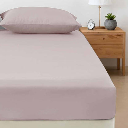 400TC Bamboo Cotton Fitted Sheet with Pillowcase Set Long Single Size 40cm Wall Dusty Pink V442-ATX-SHEETS-BAMBOOCOTTON400TC-DUSTYPINK-LS