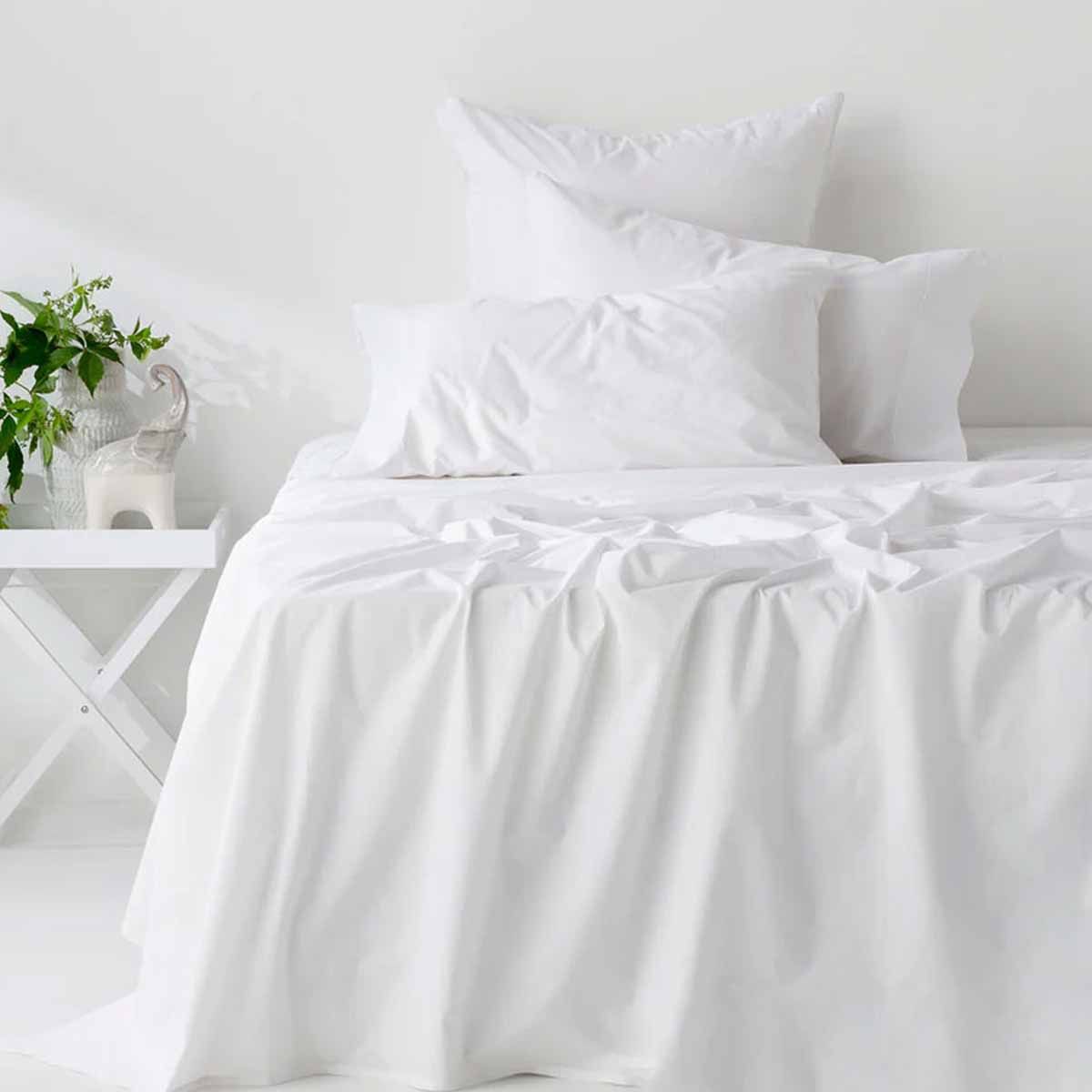 400TC Organic Cotton Premium White Sheet Set Long-Staple Commercial-Grade Durability Double V442-ATX-SHEETS-ORGANICCOTTON400TC-WHITE-DS