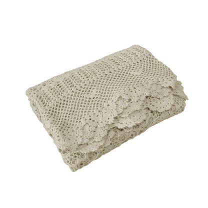 Linen Knitted Crochet Cotton Tablecloth Square 137 x 137cm Scalloped Edge 4-Seater V442-ATX-TABLEC-CROCHETCOTTON-LINEN-SQ
