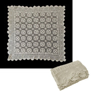Linen Knitted Crochet Cotton Tablecloth Square 137 x 137cm Scalloped Edge 4-Seater V442-ATX-TABLEC-CROCHETCOTTON-LINEN-SQ