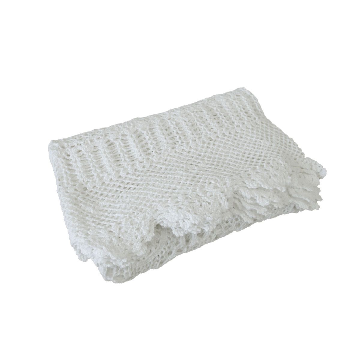 White Knitted Crochet Cotton Tablecloth Square 137 x 137 cm Scalloped Edging 4-Seater V442-ATX-TABLEC-CROCHETCOTTON-WHITE-SQ