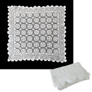 White Knitted Crochet Cotton Tablecloth Square 137 x 137 cm Scalloped Edging 4-Seater V442-ATX-TABLEC-CROCHETCOTTON-WHITE-SQ