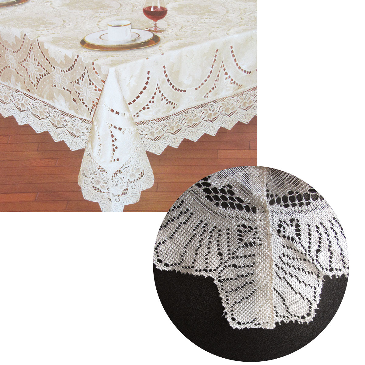 Chapel Gate Sophia Cream Jacquard Cutwork Lace Tablecloth 180 x 270 cm V442-ATX-TABLEC-LACESOPHIA-CREAM-RE
