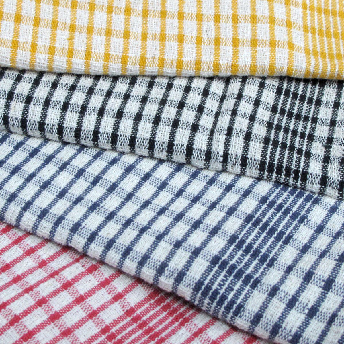 Hotel Living Set of 2 Jumbo Cotton Check Tea Towels 60x90cm Black