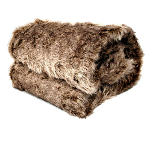 Faux Fur Animal Assorted Throw Rug Mexican Wolf V442-ATX-THROW-21MEXICANWOLF-TAUPE-RE