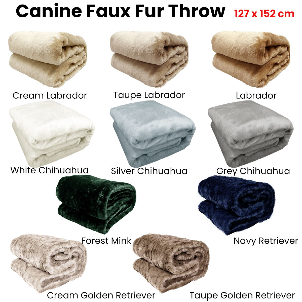 Canine Faux Fur Throw Rug 127 x 152 cm Labrador V442-ATX-THROW-23LABRADOR-GOLD-RE