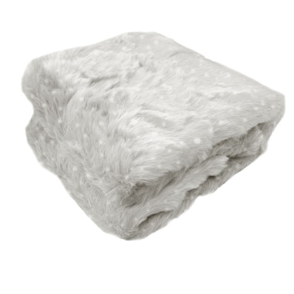 Ariana Long Fleece Faux Fur Throw Rug Silver Dot V442-ATX-THROW-23LUXARIANA-SILVERDOT-RE